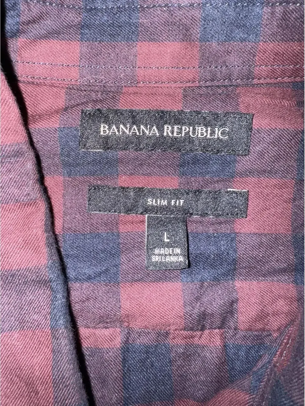 Men's‎ Button Up Shirt Banana Republic Slim Fit Large Checked Navy Maroon